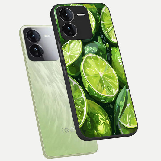 Green Kawasaki phone case For iQOO Z9 showing premium glass back cover with detailed artwork