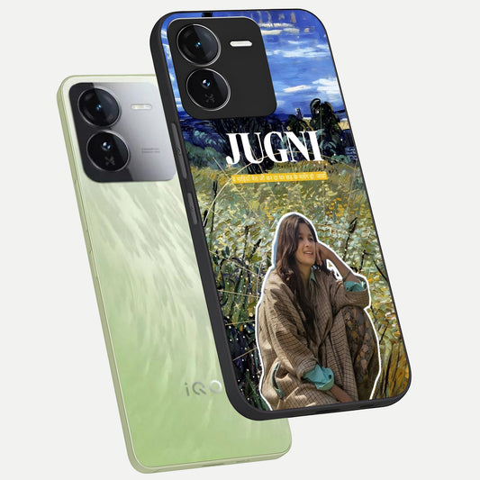 Jugni Soul Vibes phone case For iQOO Z9 showing premium glass back cover with detailed artwork