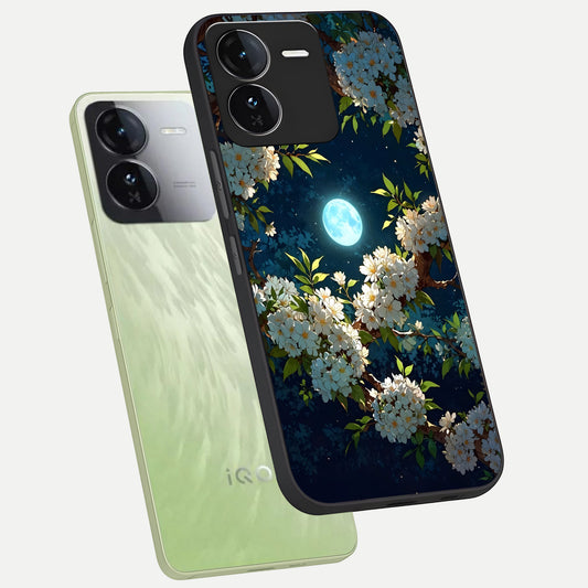 Moonlit Blossom Dream phone case For iQOO Z9 showing premium glass back cover with detailed artwork