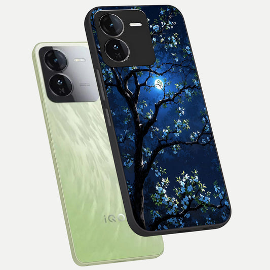 Mystic Floral Night phone case For iQOO Z9 showing premium glass back cover with detailed artwork