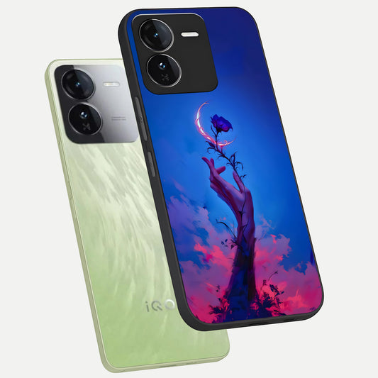 Mystic Hand phone case For iQOO Z9 showing premium glass back cover with detailed artwork
