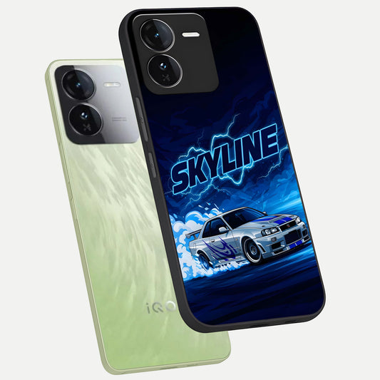 Neon Drift Beast phone case For iQOO Z9 showing premium glass back cover with detailed artwork