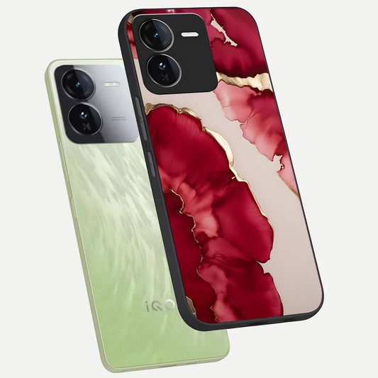 Pink And White Marble phone case For iQOO Z9 showing premium glass back cover with detailed artwork