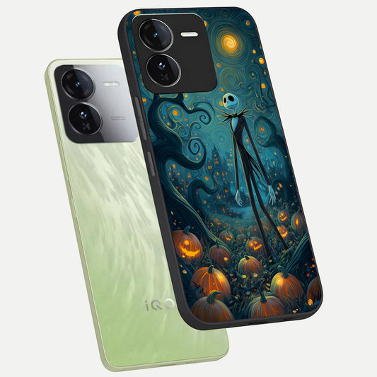 Pumpkin Moonlight Tale phone case For iQOO Z9 showing premium glass back cover with detailed artwork