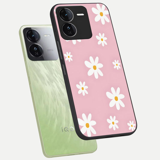 Soft Daisy Bliss phone case For iQOO Z9 showing premium glass back cover with detailed artwork