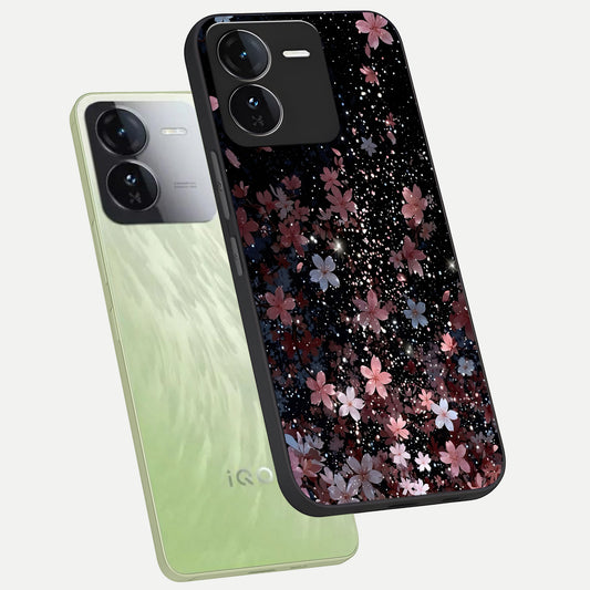 Starlit Flower Dreams phone case For iQOO Z9 showing premium glass back cover with detailed artwork