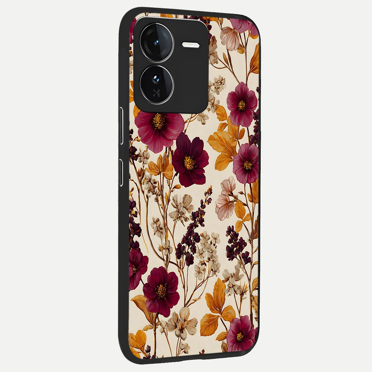 Autumn Wine Bloom back cover For iQOO Z9 slim fit glass case with vibrant aesthetic design