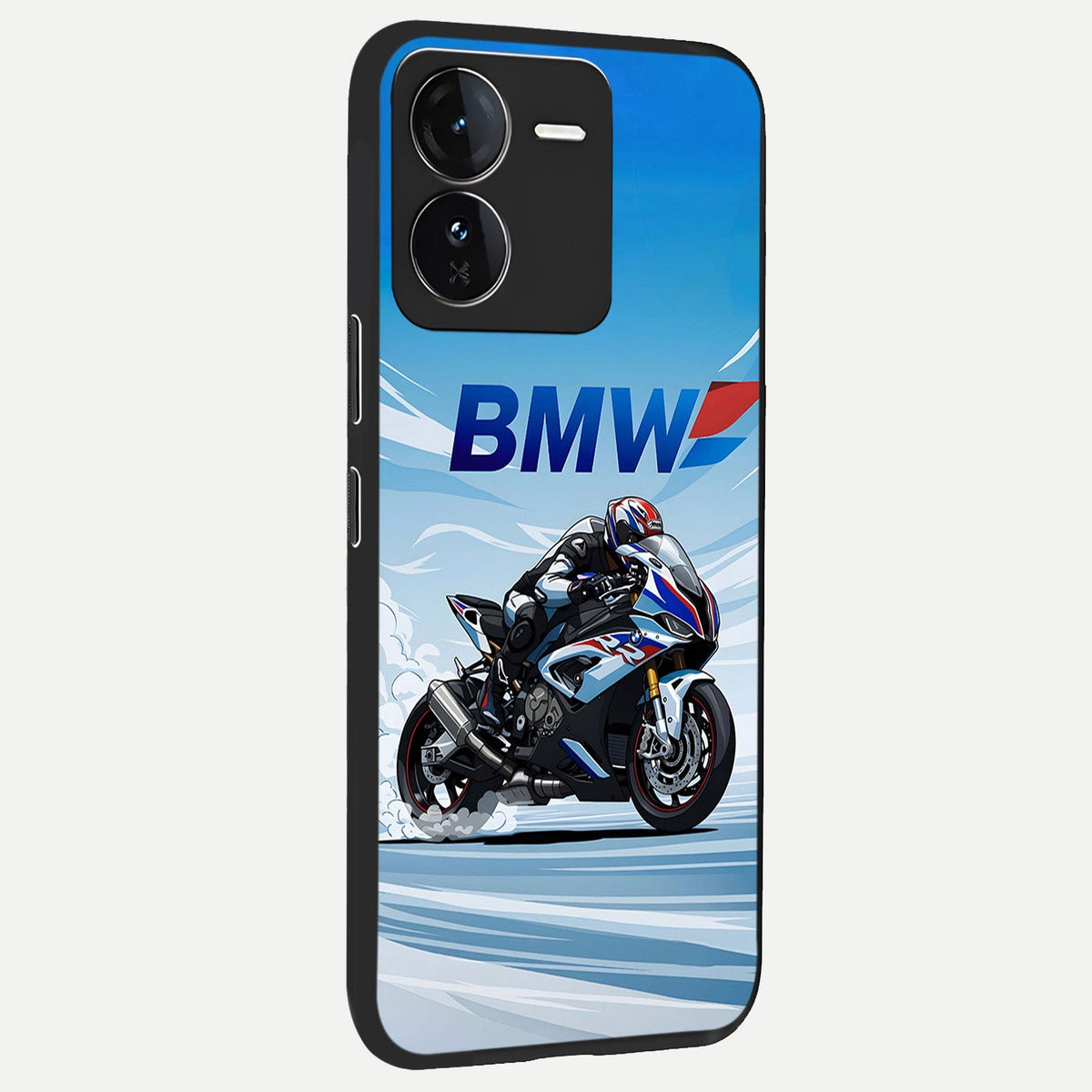 BMW Power Drift back cover For iQOO Z9 slim fit glass case with vibrant aesthetic design