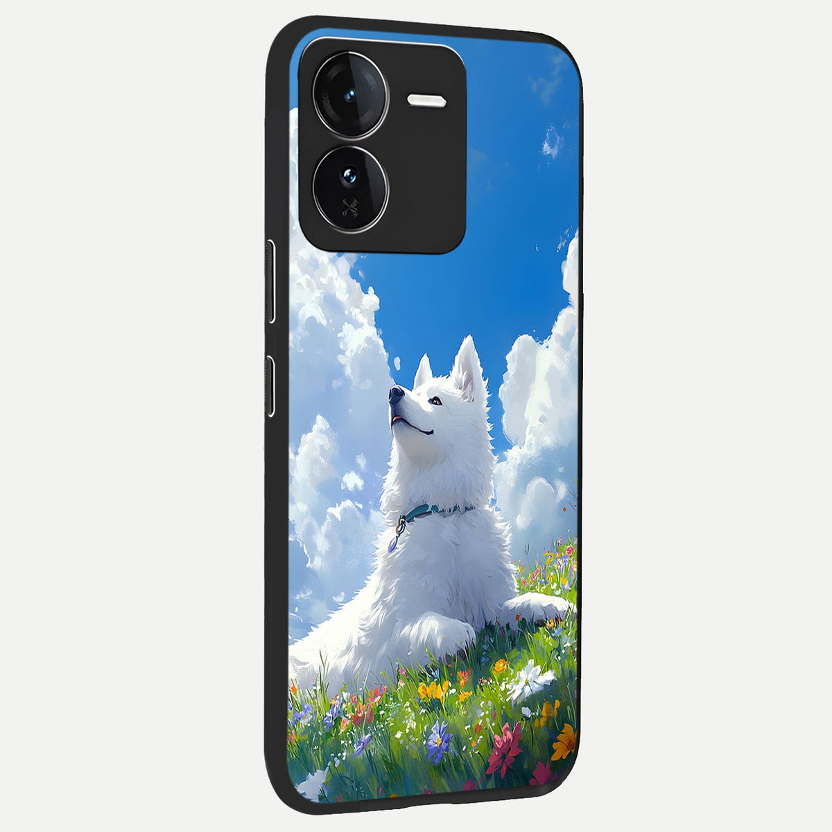 Blissful Cloud Pup back cover For iQOO Z9 slim fit glass case with vibrant aesthetic design