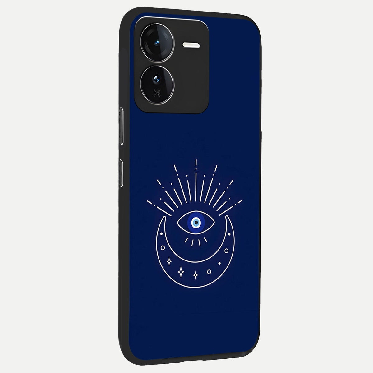 Blue Evil Eye back cover For iQOO Z9 slim fit glass case with vibrant aesthetic design