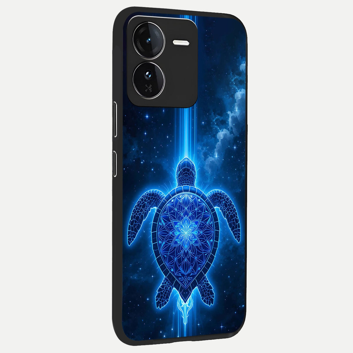 Blue Galaxy Turtle back cover For iQOO Z9 slim fit glass case with vibrant aesthetic design