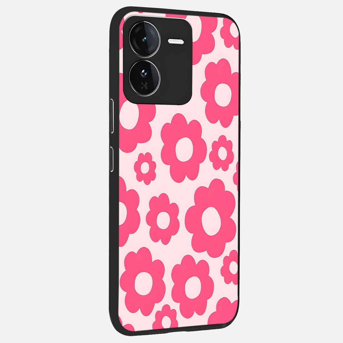 Blush Flower Pop back cover For iQOO Z9 slim fit glass case with vibrant aesthetic design