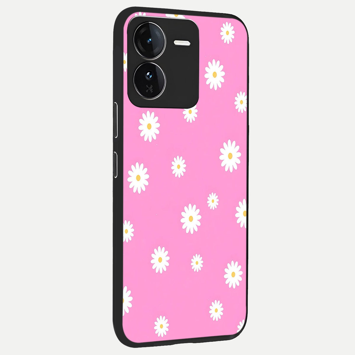 Bubblegum Daisy Pop back cover For iQOO Z9 slim fit glass case with vibrant aesthetic design