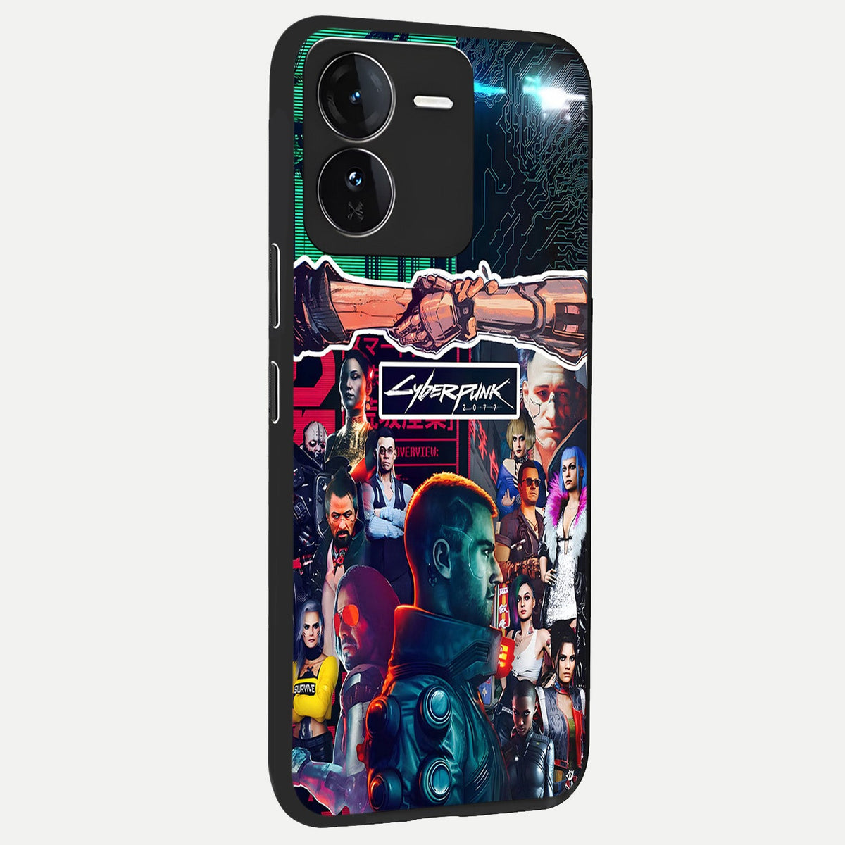 CYBERPUNK Legacy back cover For iQOO Z9 slim fit glass case with vibrant aesthetic design