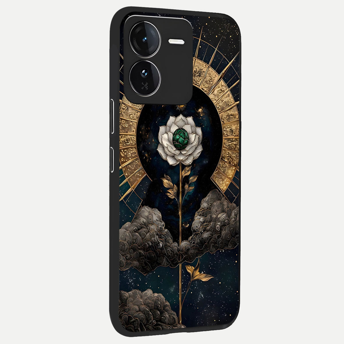 Celestial Lotus Morang back cover For iQOO Z9 slim fit glass case with vibrant aesthetic design