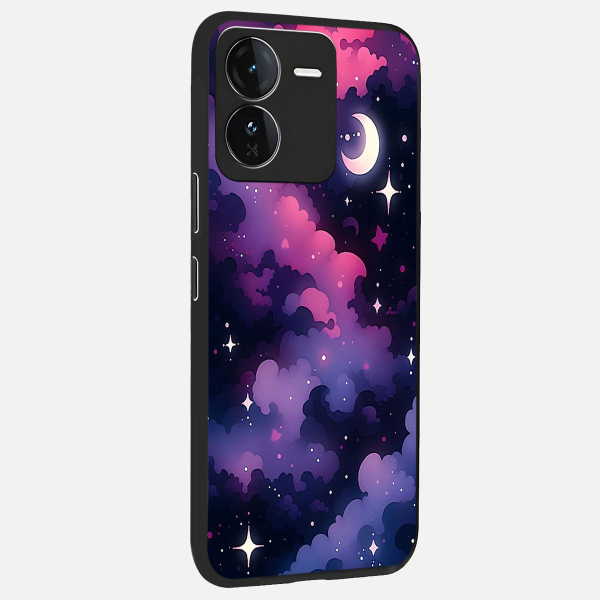 Celestial Moon Magic back cover For iQOO Z9 slim fit glass case with vibrant aesthetic design