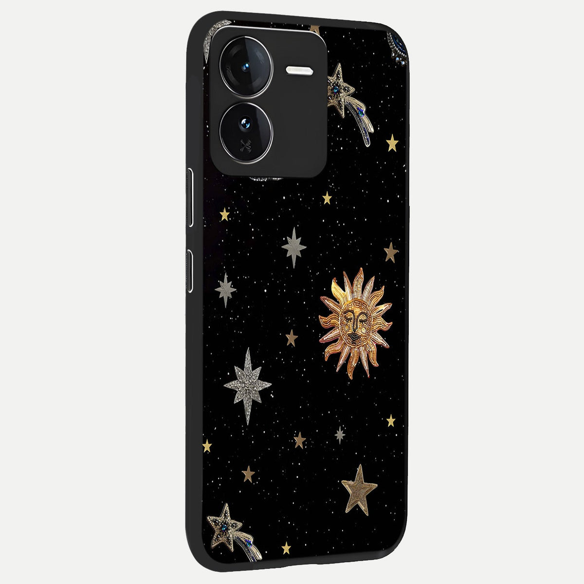 Celestial Moon With Stars back cover For iQOO Z9 slim fit glass case with vibrant aesthetic design