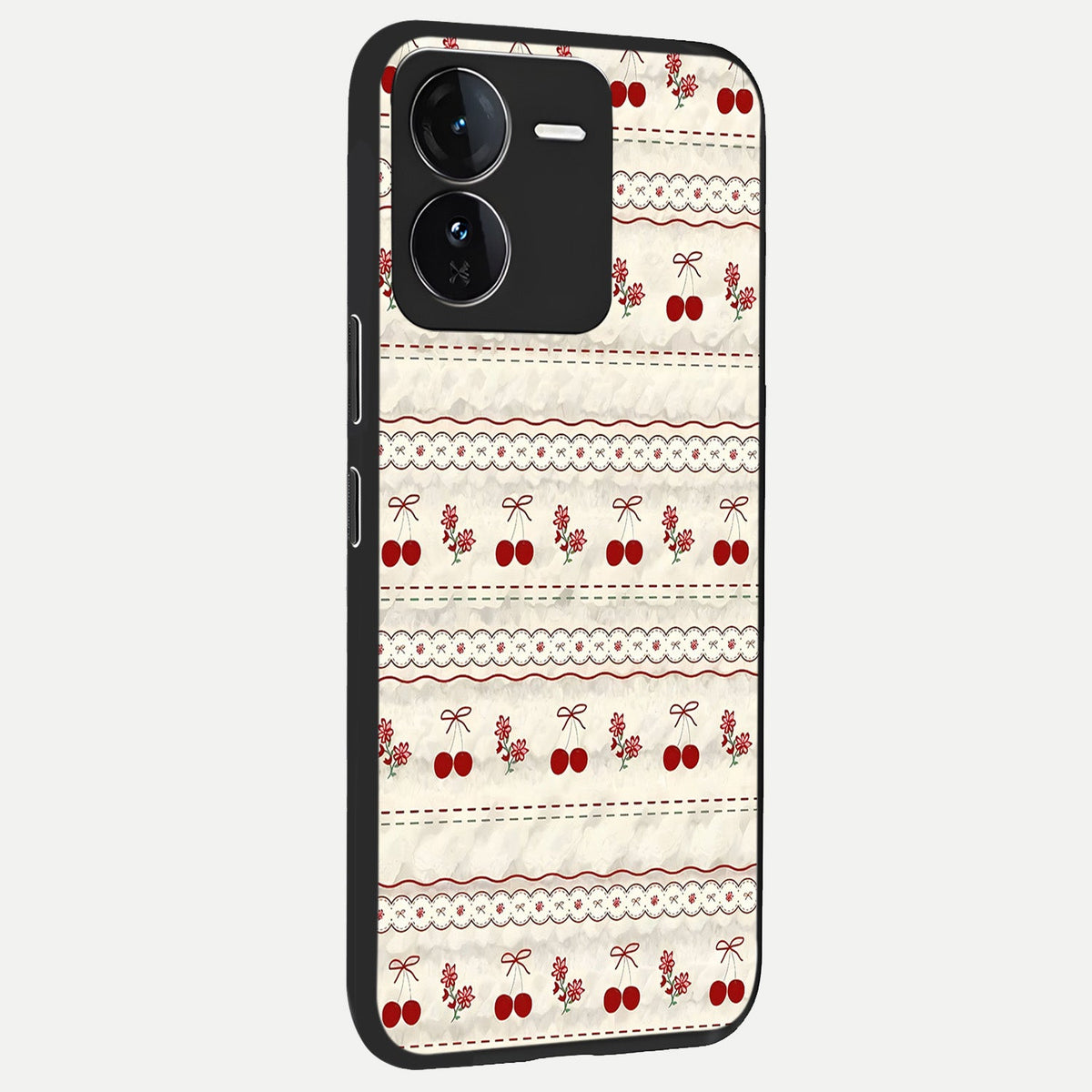Cherry Bloom Charm back cover For iQOO Z9 slim fit glass case with vibrant aesthetic design