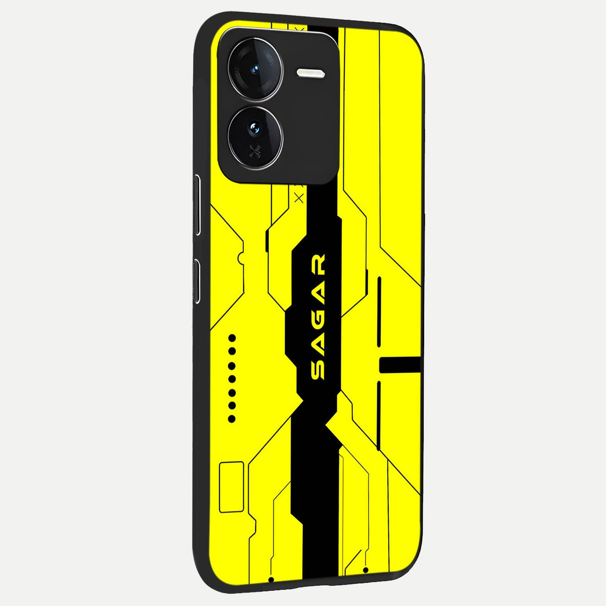 Circuit CYBERPUNK Custom Name back cover For iQOO Z9 slim fit glass case with vibrant aesthetic design