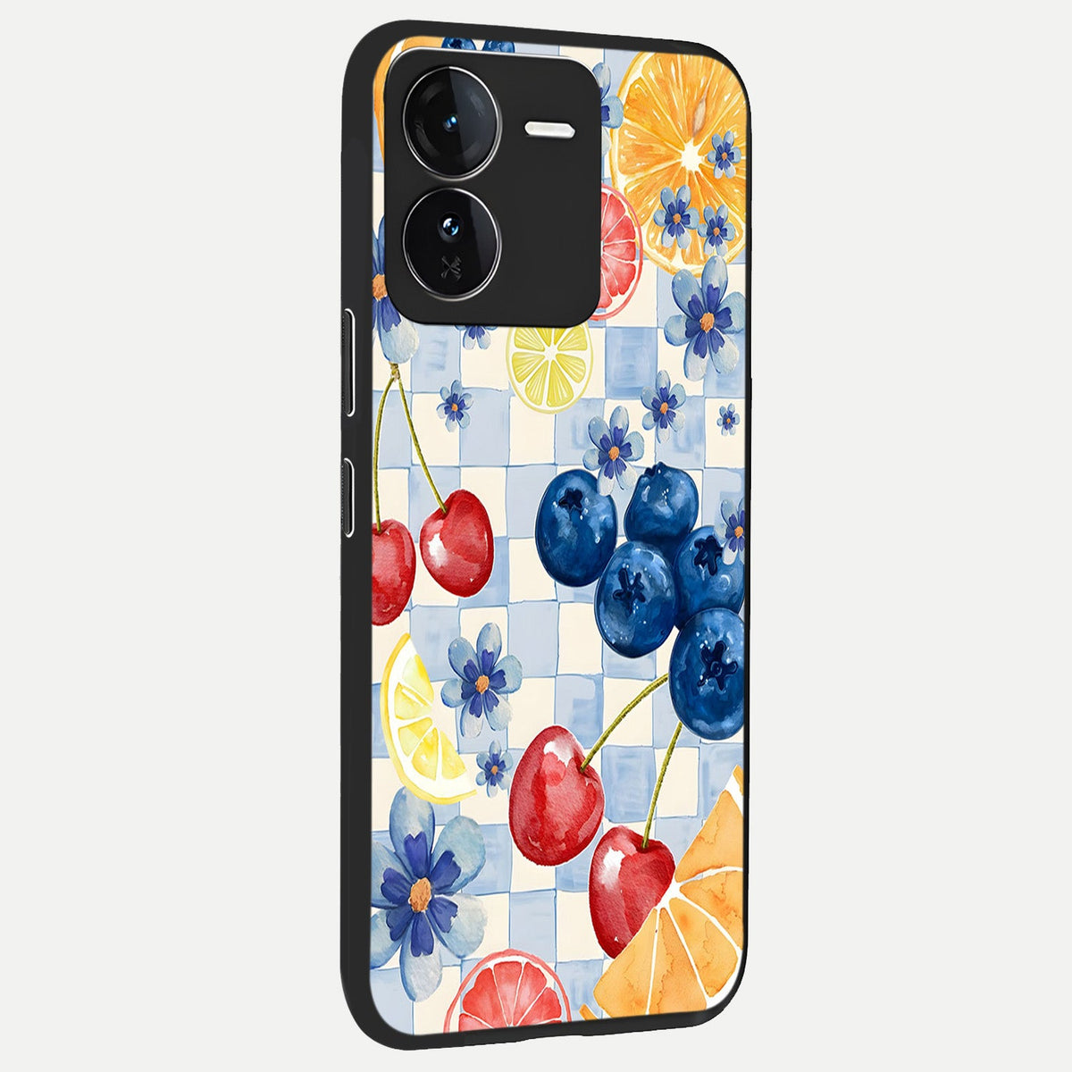 Citrus Bloom Joy back cover For iQOO Z9 slim fit glass case with vibrant aesthetic design