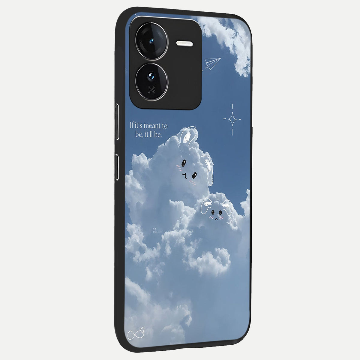 Cloud Bunny Dreams back cover For iQOO Z9 slim fit glass case with vibrant aesthetic design