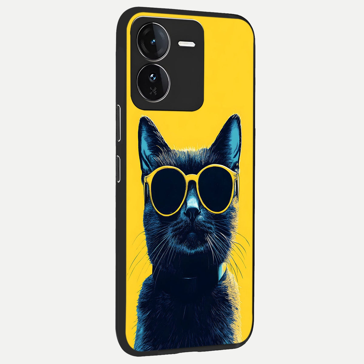 Cool Cat Vibes back cover For iQOO Z9 slim fit glass case with vibrant aesthetic design