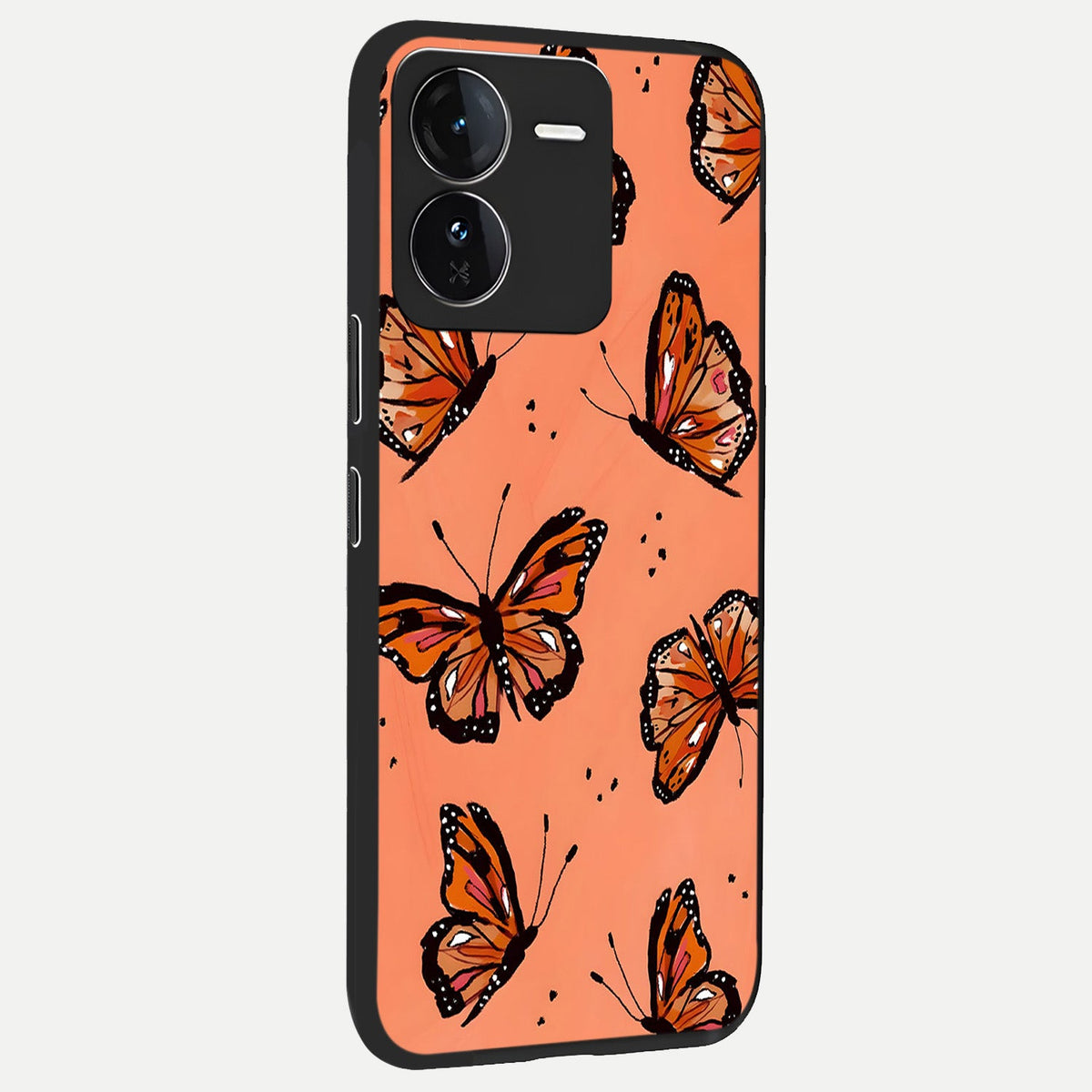 Coral Wing Butterfly back cover For iQOO Z9 slim fit glass case with vibrant aesthetic design