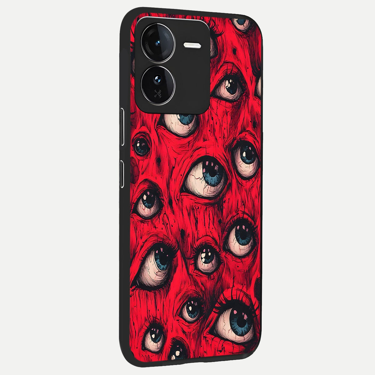 Crimson Watch Eyes back cover For iQOO Z9 slim fit glass case with vibrant aesthetic design