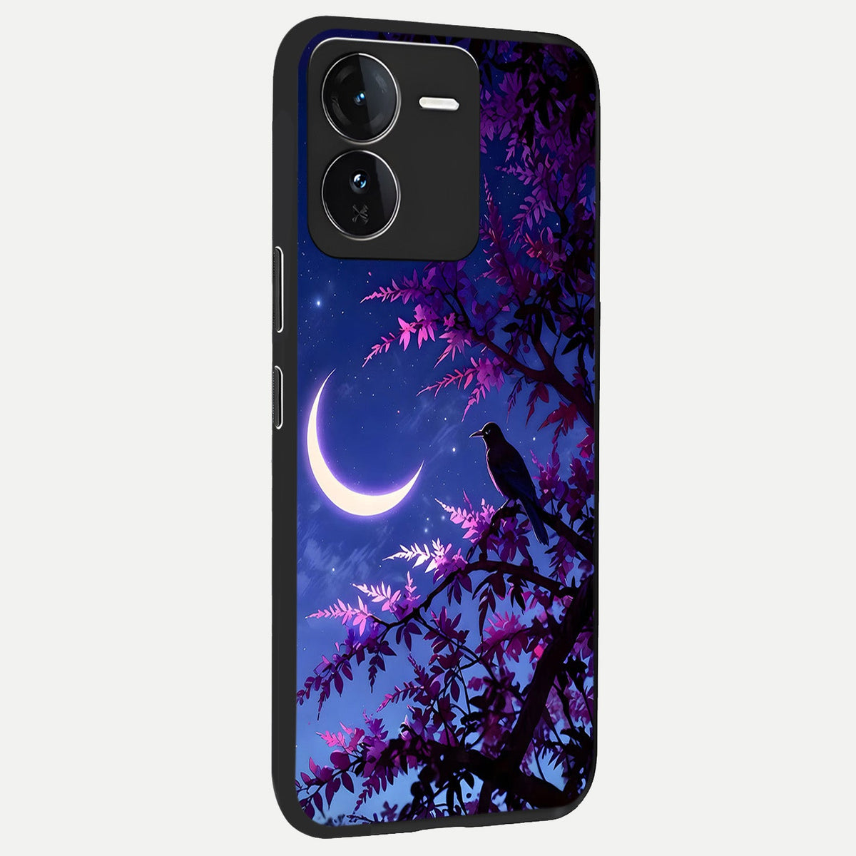 Crow And Moon Scenery back cover For iQOO Z9 slim fit glass case with vibrant aesthetic design