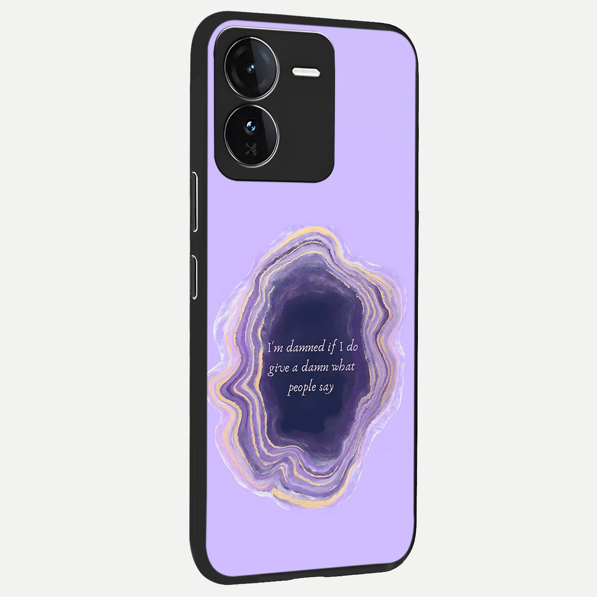 Damned People Quote back cover For iQOO Z9 slim fit glass case with vibrant aesthetic design