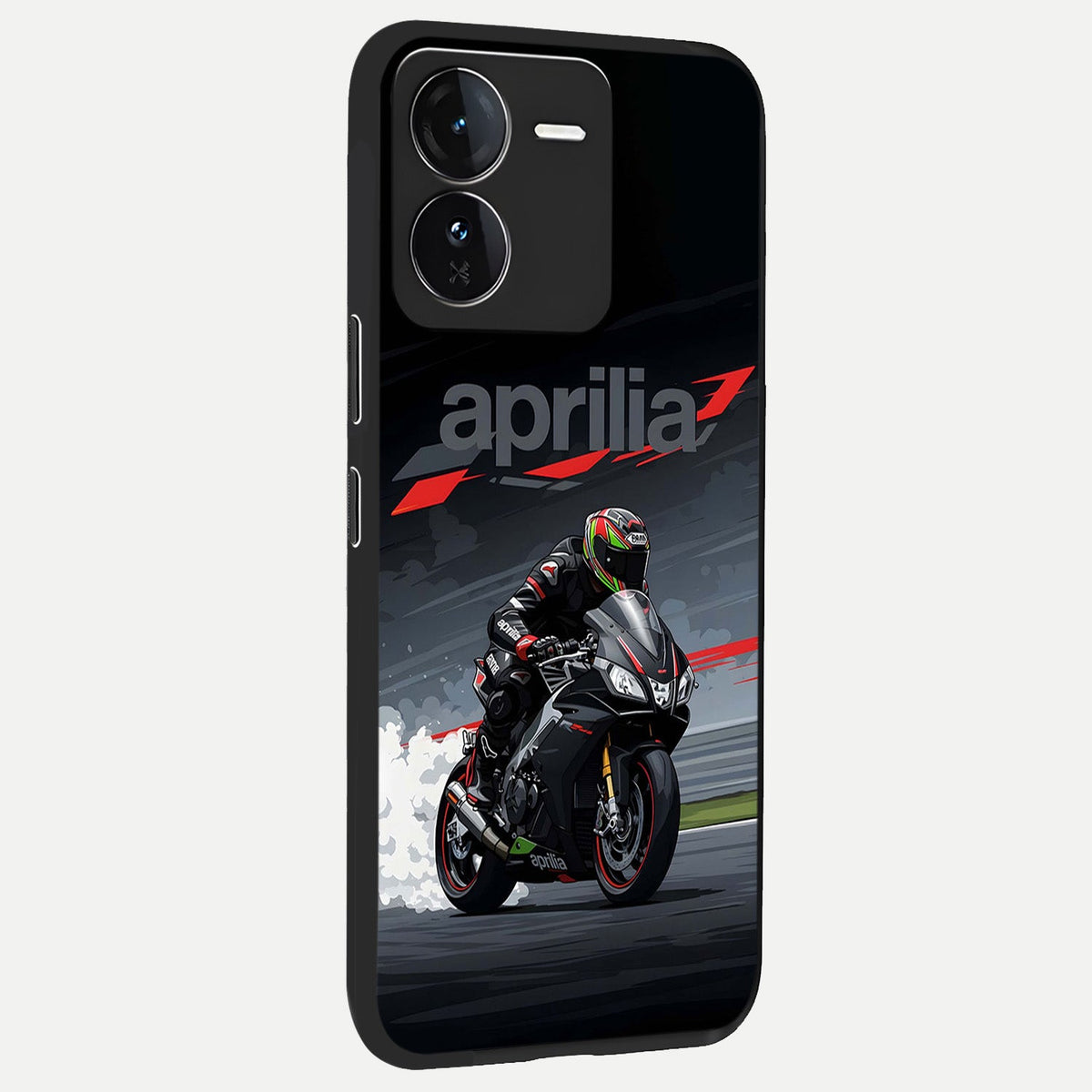Dark Aprilla back cover For iQOO Z9 slim fit glass case with vibrant aesthetic design