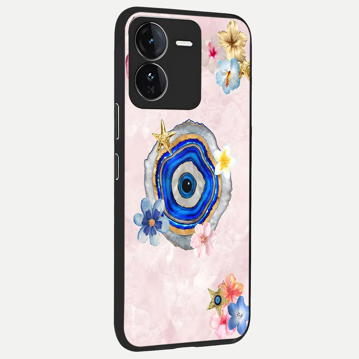 Divine Aura Bloom back cover For iQOO Z9 slim fit glass case with vibrant aesthetic design