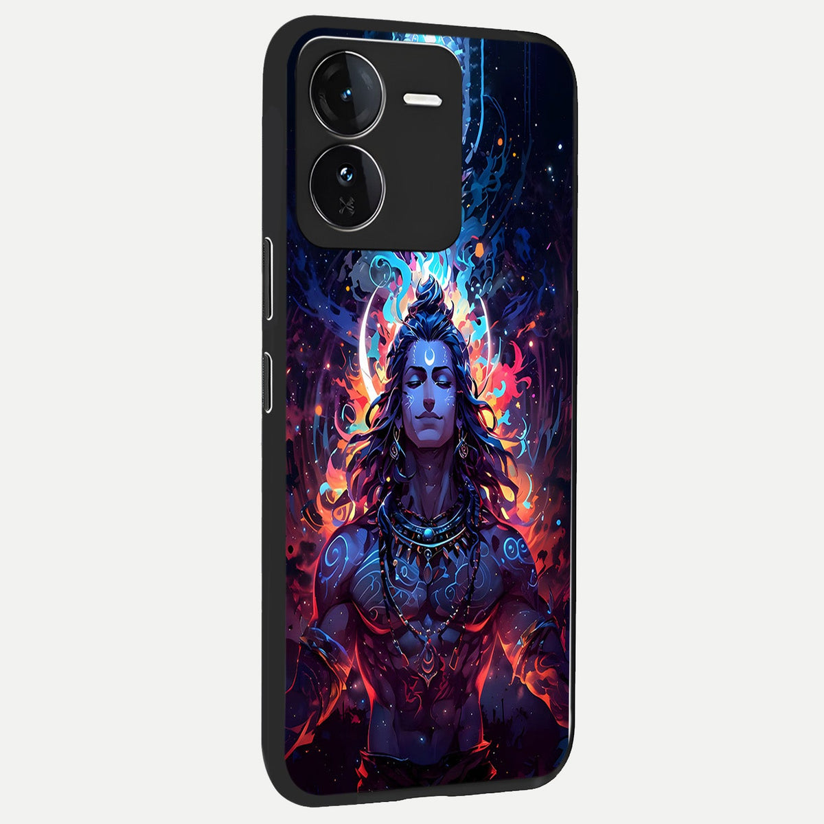 Divine Fire Shiv back cover For iQOO Z9 slim fit glass case with vibrant aesthetic design