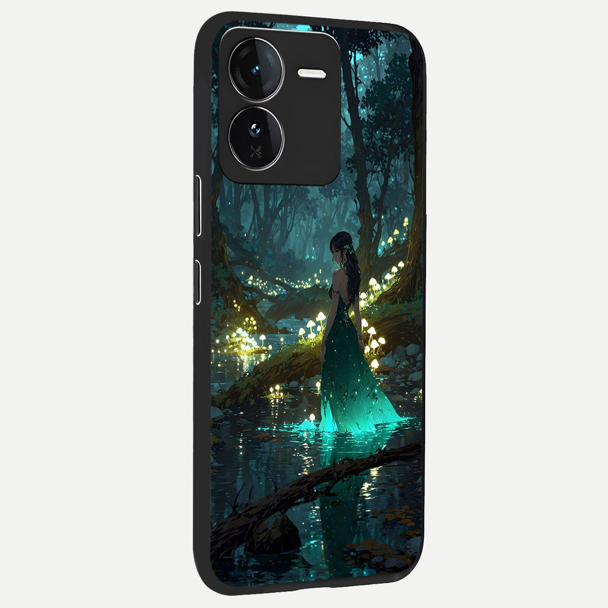 Enchanted Forest Glow back cover For iQOO Z9 slim fit glass case with vibrant aesthetic design