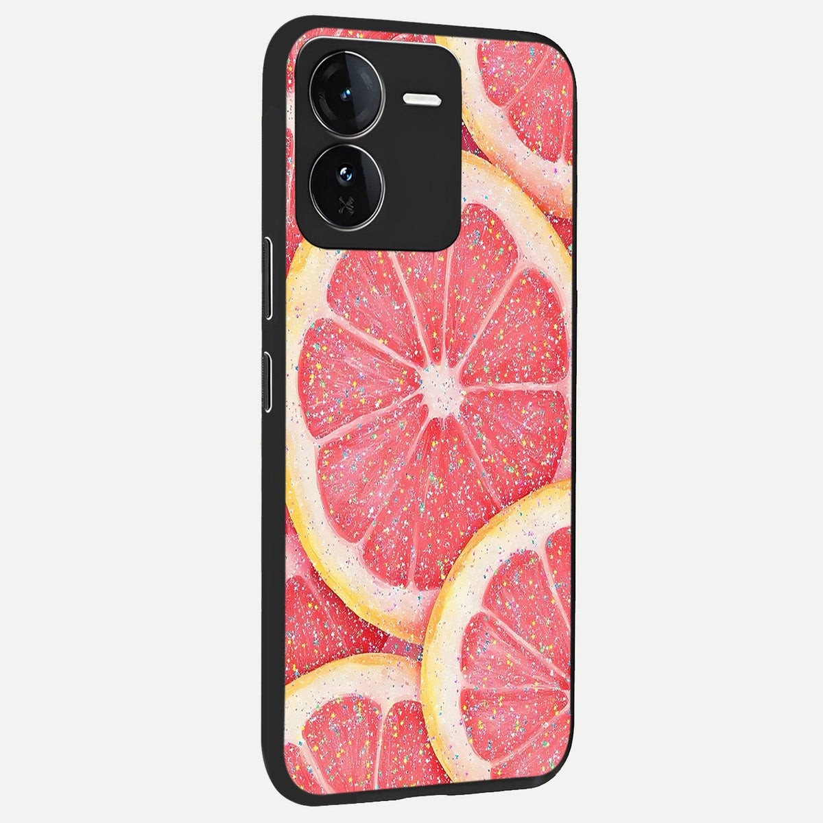 Glitter Grapefruit back cover For iQOO Z9 slim fit glass case with vibrant aesthetic design