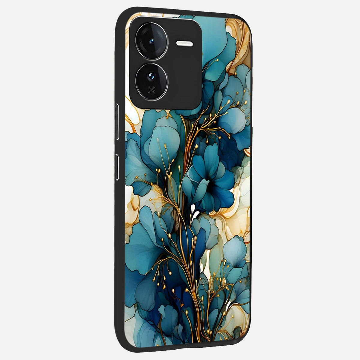 Golden Bloom Symphony back cover For iQOO Z9 slim fit glass case with vibrant aesthetic design