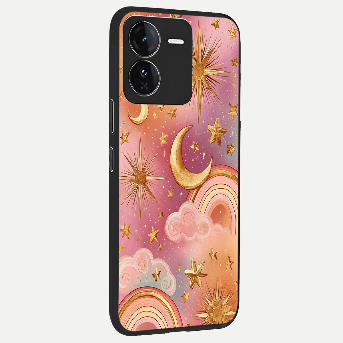 Golden Celestial Dreams back cover For iQOO Z9 slim fit glass case with vibrant aesthetic design