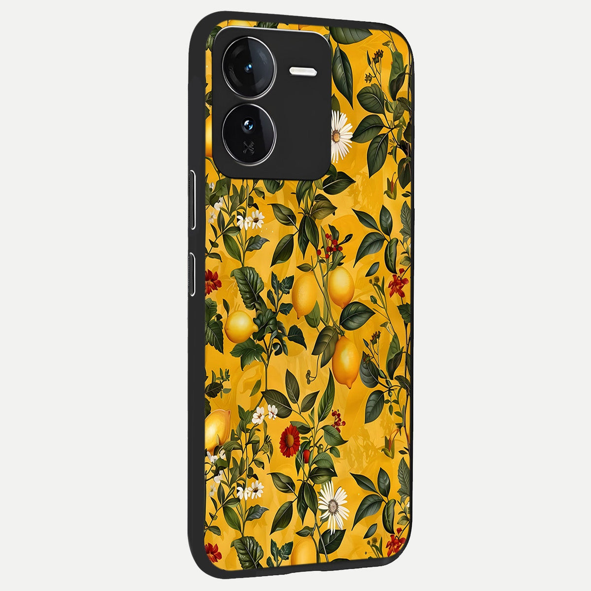 Golden Lemon Field back cover For iQOO Z9 slim fit glass case with vibrant aesthetic design