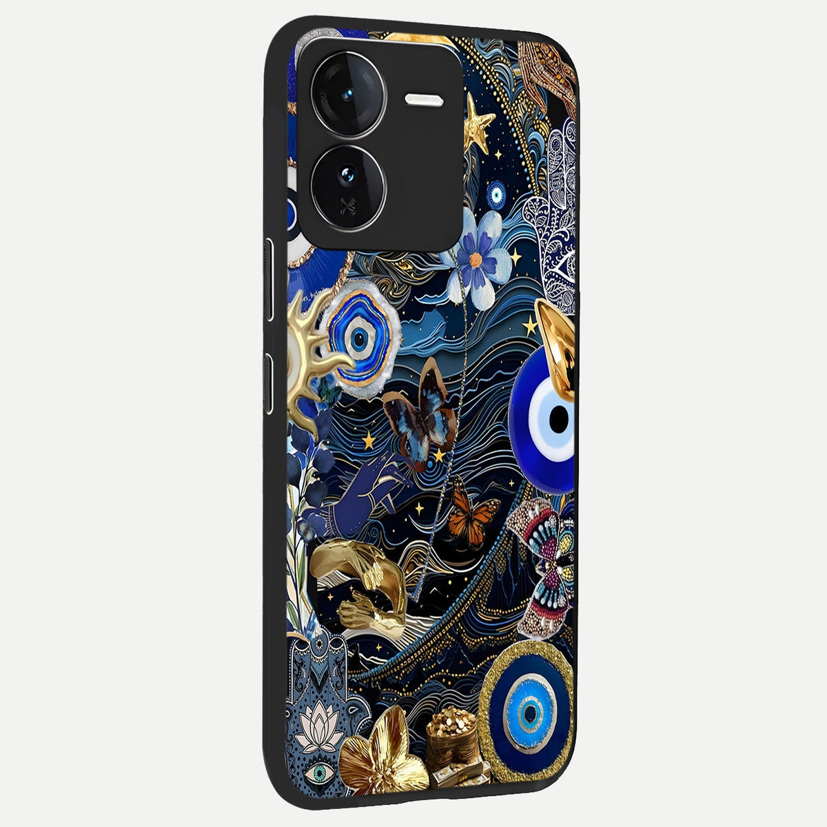 Golden Moon Magic back cover For iQOO Z9 slim fit glass case with vibrant aesthetic design