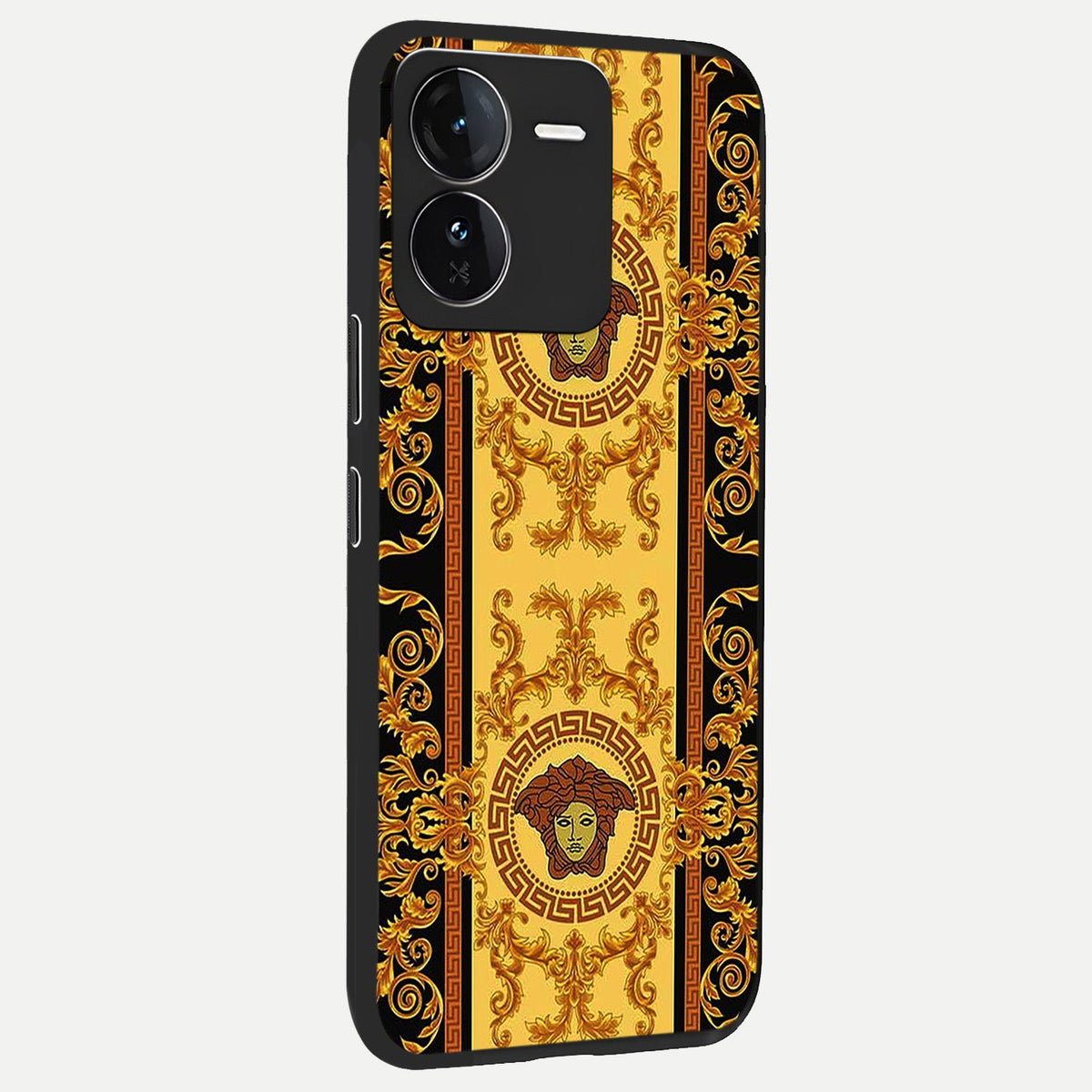 Golden Royal Heritage back cover For iQOO Z9 slim fit glass case with vibrant aesthetic design