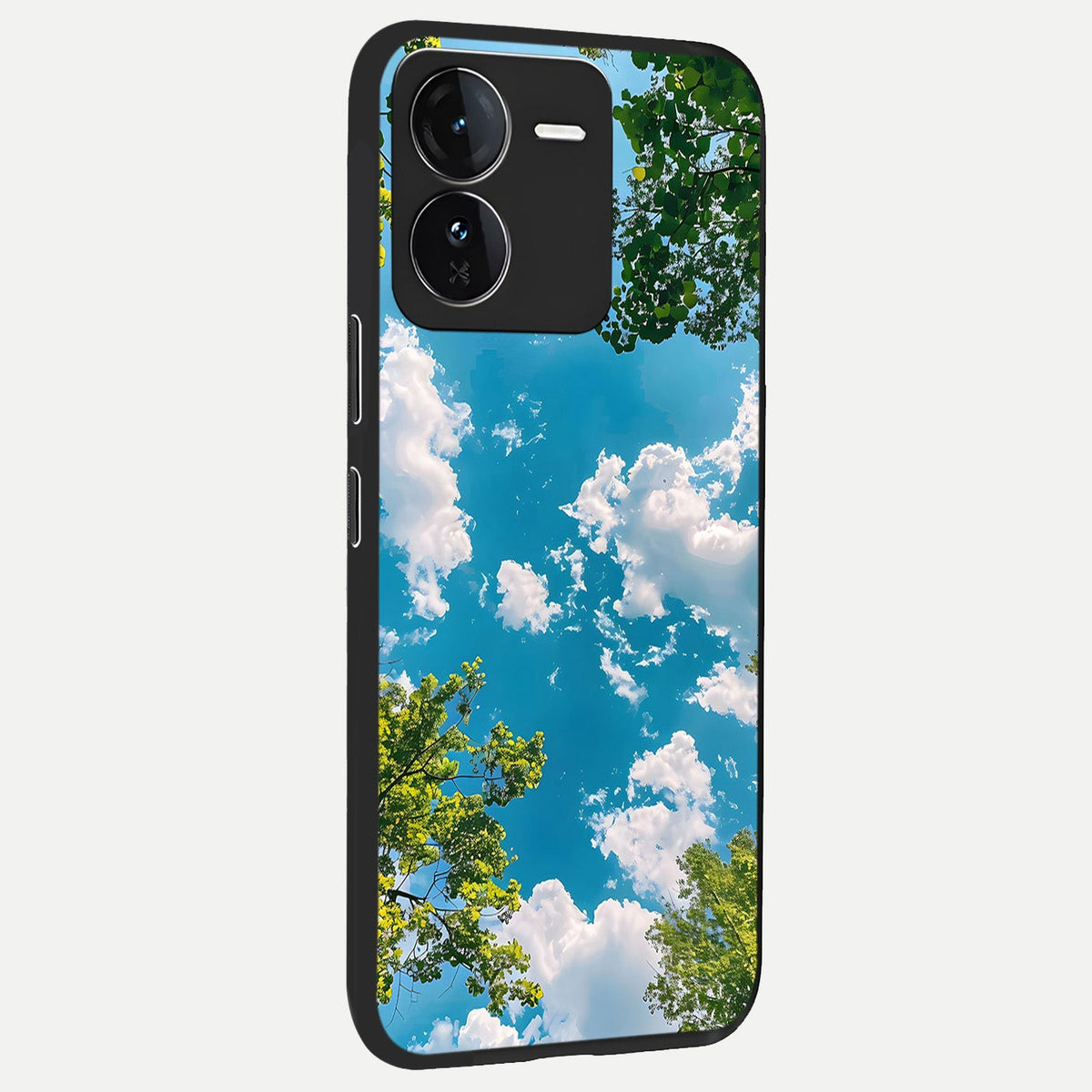 Green Moon Energy back cover For iQOO Z9 slim fit glass case with vibrant aesthetic design