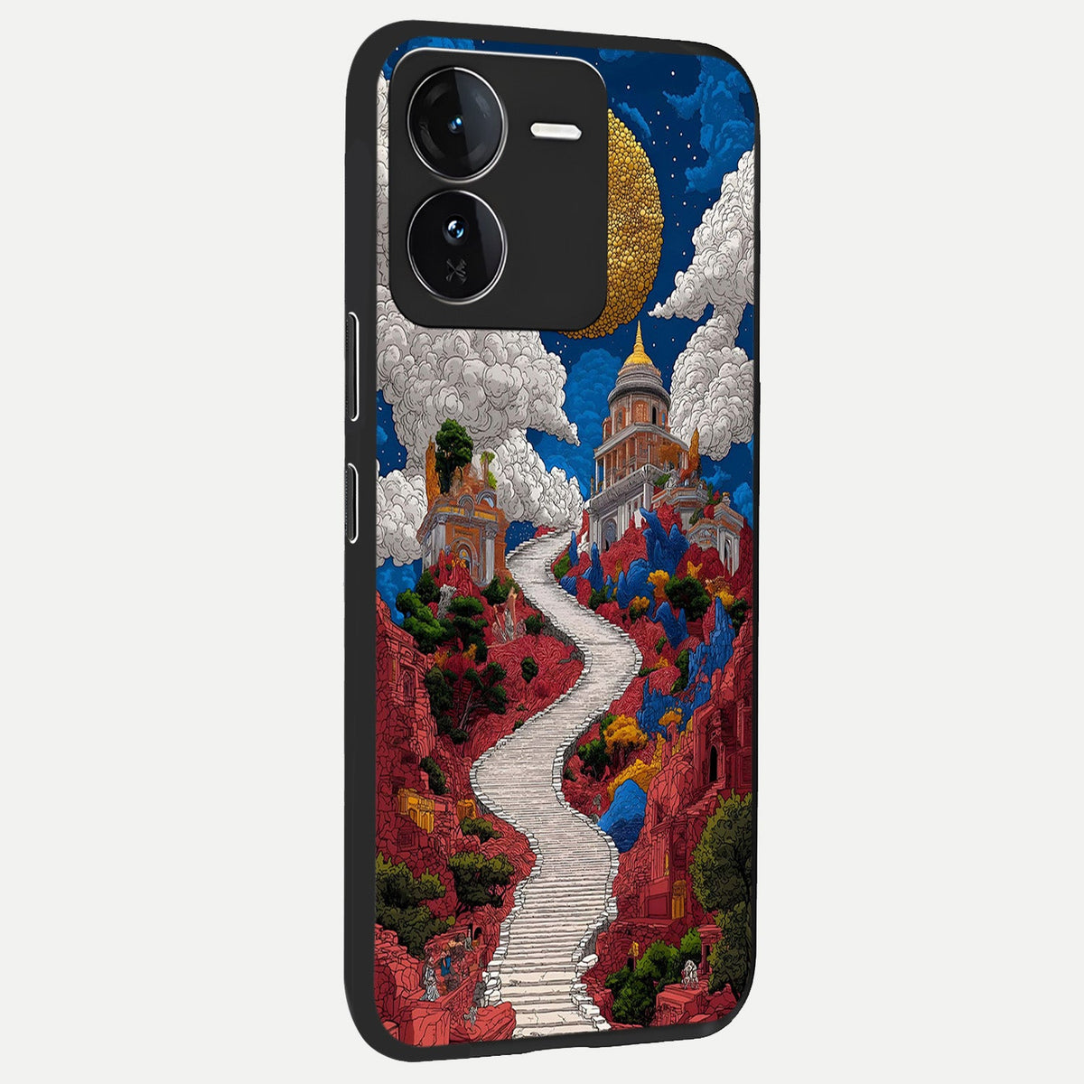 Heavenly Moon Path back cover For iQOO Z9 slim fit glass case with vibrant aesthetic design