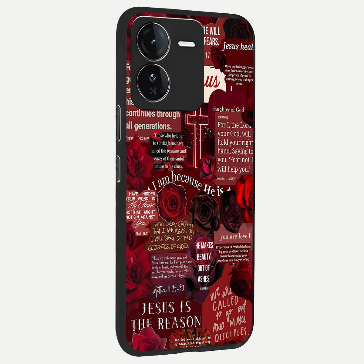 Jesus Love Heals back cover For iQOO Z9 slim fit glass case with vibrant aesthetic design