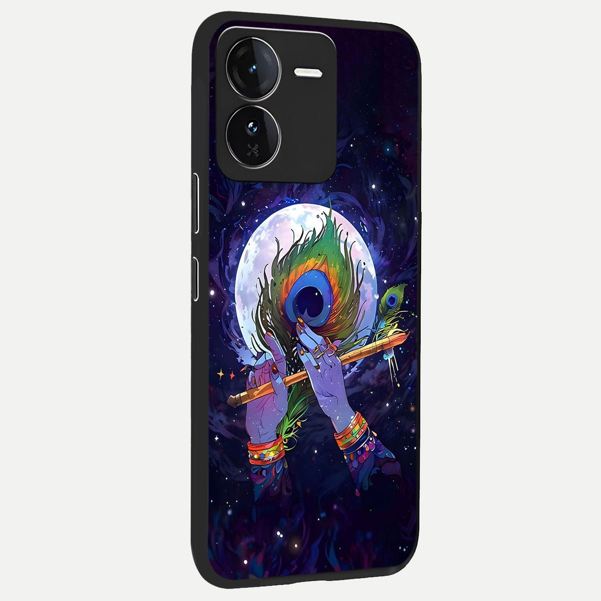 Krishna Hands Art back cover For iQOO Z9 slim fit glass case with vibrant aesthetic design