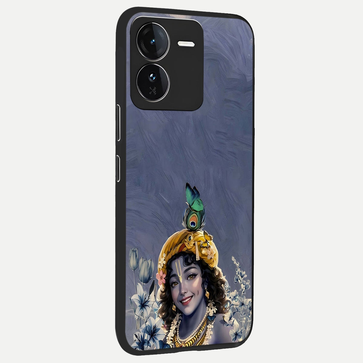 Lord Krishna back cover For iQOO Z9 slim fit glass case with vibrant aesthetic design