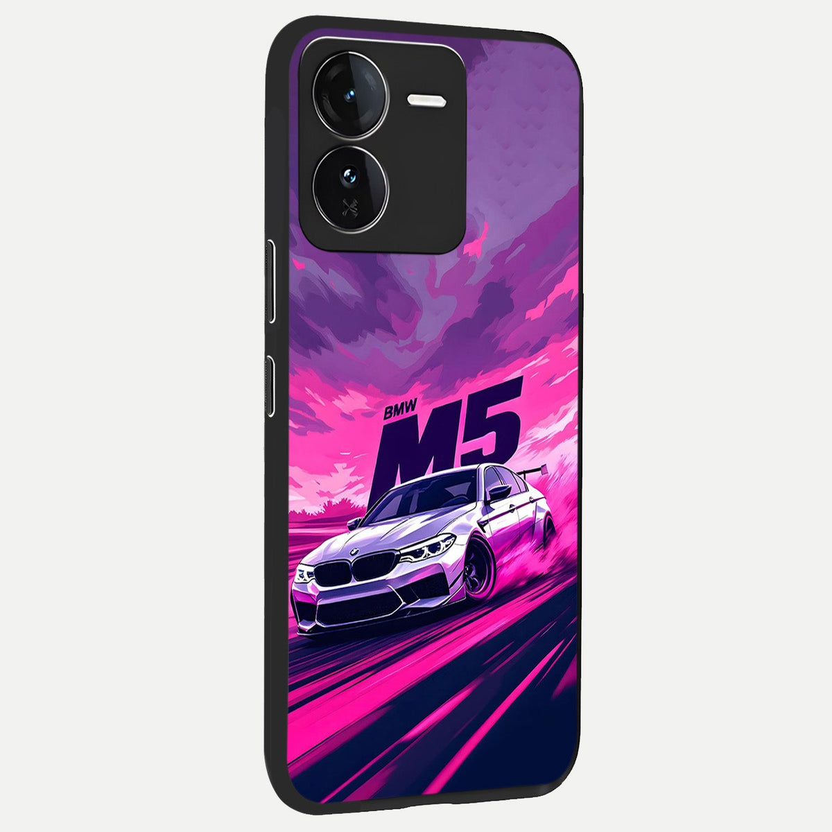 MS Neon Car back cover For iQOO Z9 slim fit glass case with vibrant aesthetic design