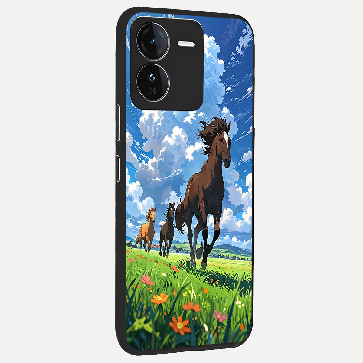 Majestic Horses Galloping back cover For iQOO Z9 slim fit glass case with vibrant aesthetic design