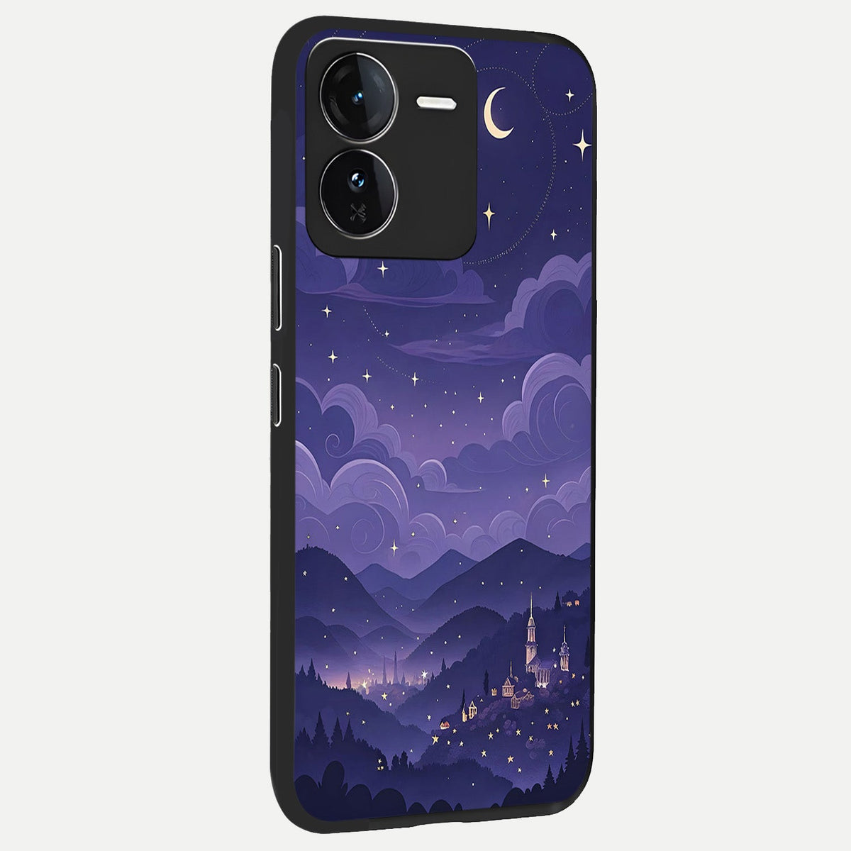 Minimal Night View back cover For iQOO Z9 slim fit glass case with vibrant aesthetic design