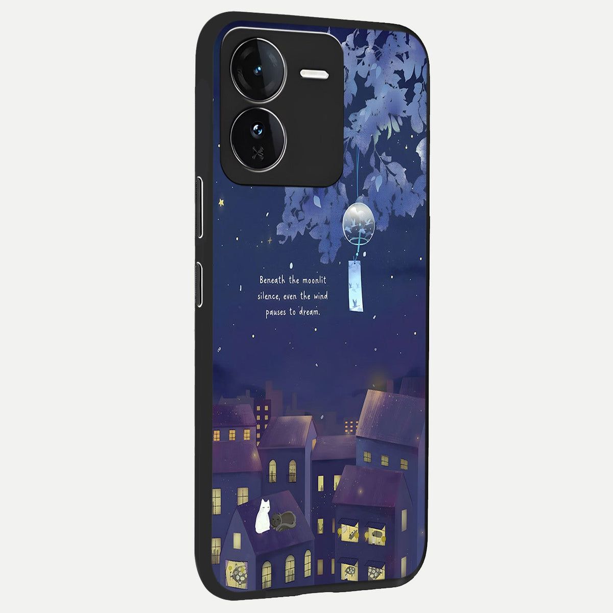 Moonlit Cat Silence back cover For iQOO Z9 slim fit glass case with vibrant aesthetic design