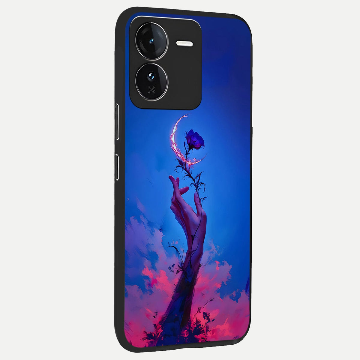 Mystic Hand back cover For iQOO Z9 slim fit glass case with vibrant aesthetic design